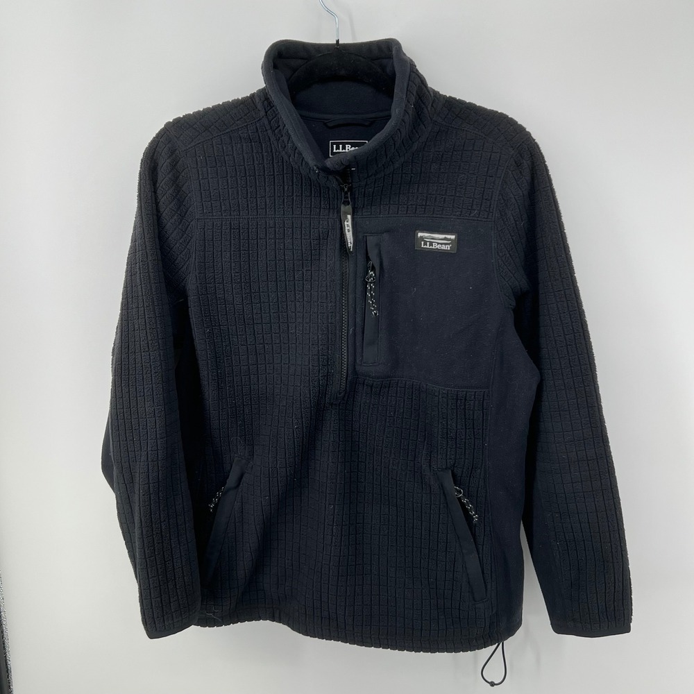 LL Bean Women's Mountain Classic Windproof Fleece Half Zip Pullover Black M Pet
